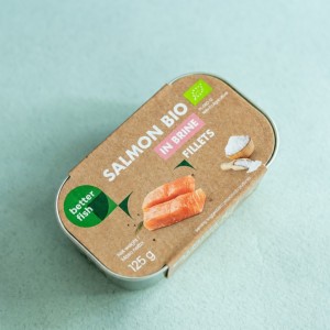Atlanto lašišos filė. Ekologiška BIO, savo sultyse (125 g.)