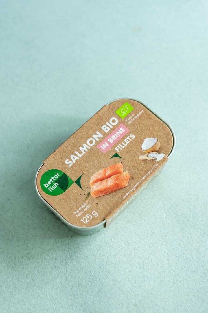 Atlanto lašišos filė. Ekologiška BIO, savo sultyse (125 g.)
